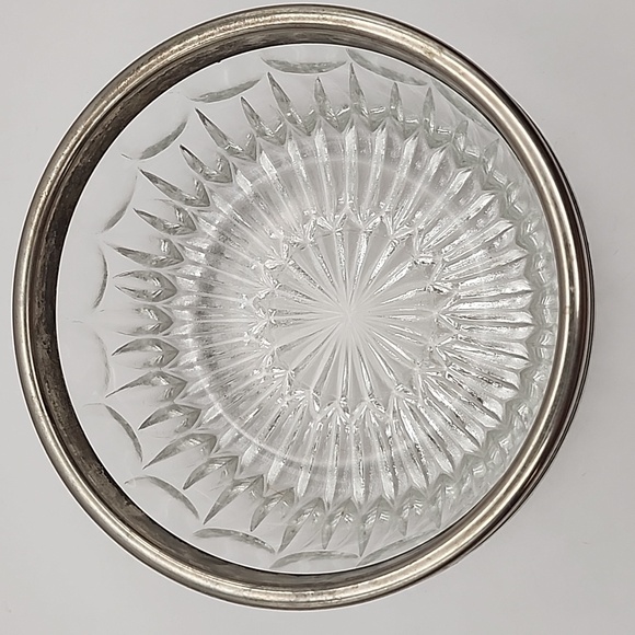 Vintage Crystal Glass Bowl with Stainless Rim - Picture 5 of 8